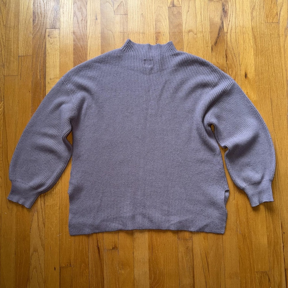 Gap Sweater Womens XL Purple Mock Neck Ribbed Knit Cotton Bld Winter Long Sleeve - Picture 4 of 10
